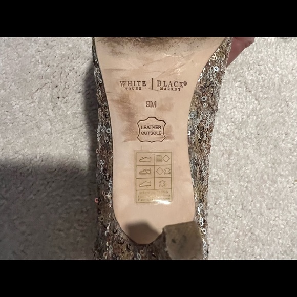 White House Black Market gold sequin heels - Picture 6 of 6